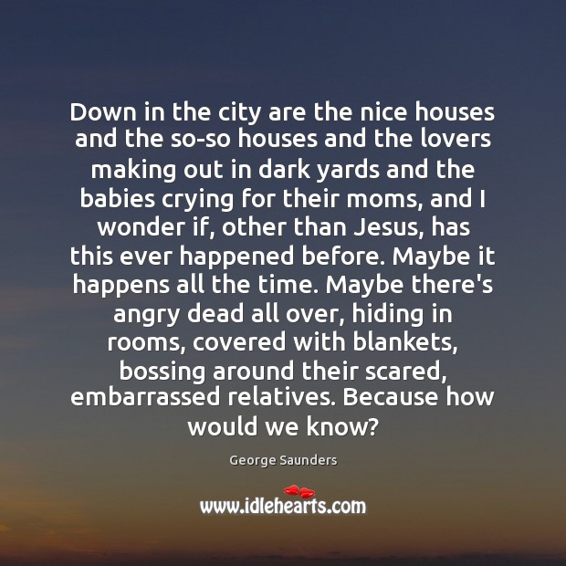 Down in the city are the nice houses and the so-so houses George Saunders Picture Quote
