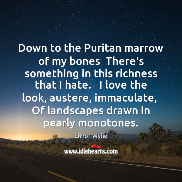 Down to the Puritan marrow of my bones  There’s something in this Elinor Wylie Picture Quote