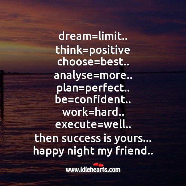 Dream=limit.. Good Night Messages Image