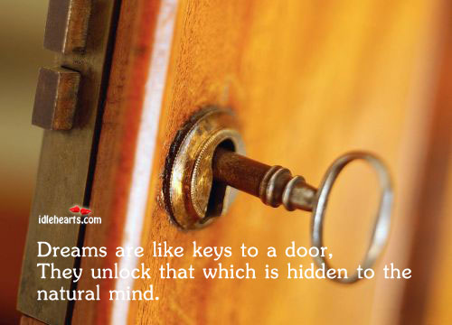 Dreams are like keys to a door, they unlock Hidden Quotes Image