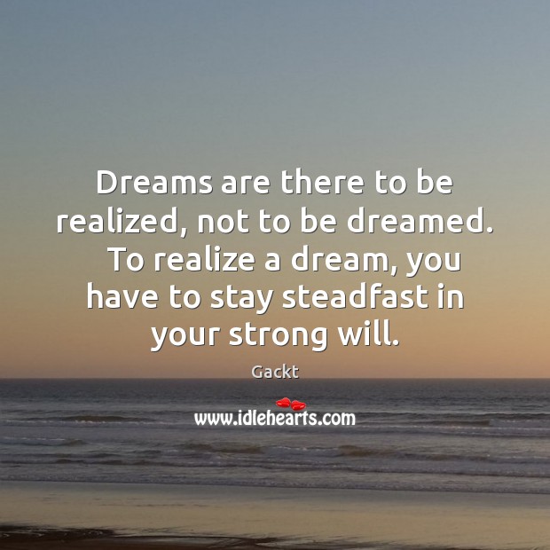 Dreams are there to be realized, not to be dreamed.   To realize Image