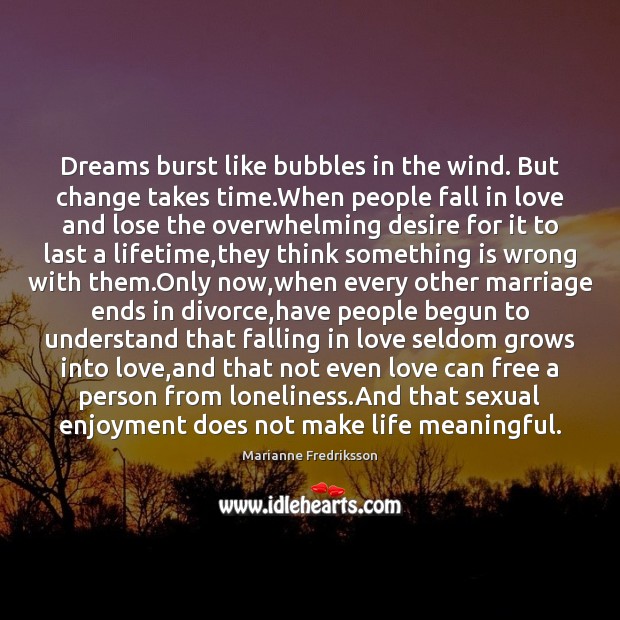 Dreams burst like bubbles in the wind. But change takes time.When Divorce Quotes Image