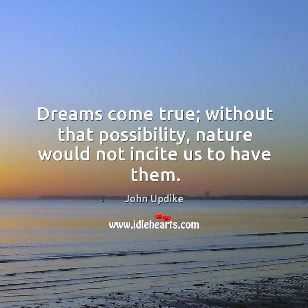 Dreams come true. John Updike Picture Quote