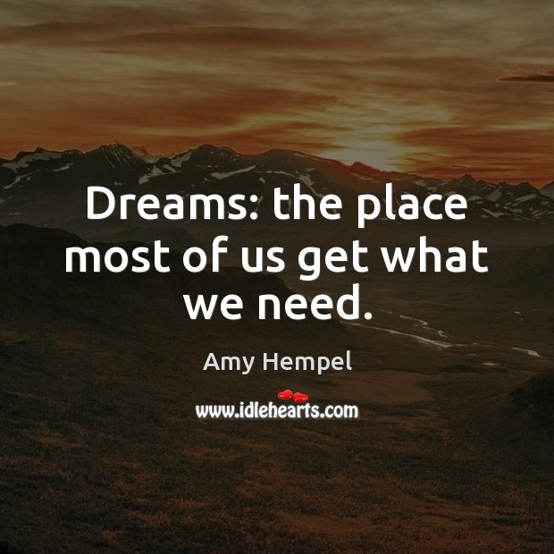 Dreams: the place most of us get what we need. Amy Hempel Picture Quote