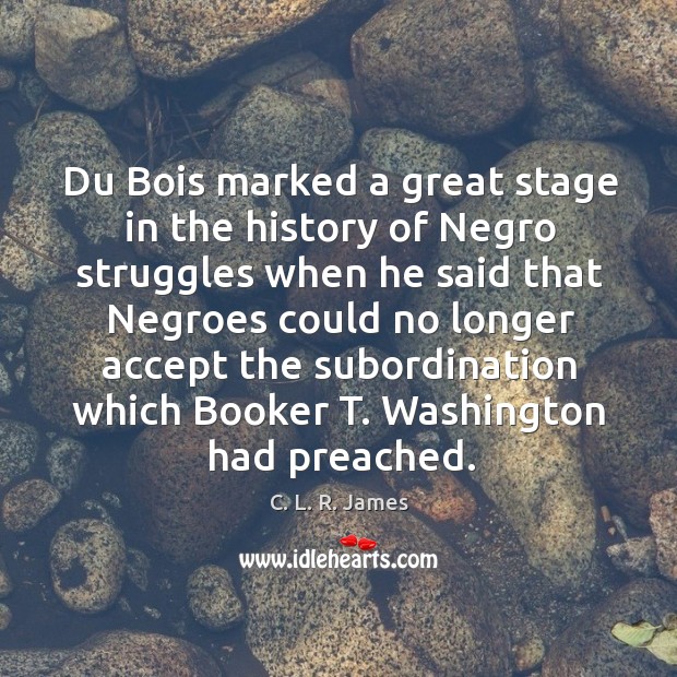 Du bois marked a great stage in the history of negro struggles C. L. R. James Picture Quote