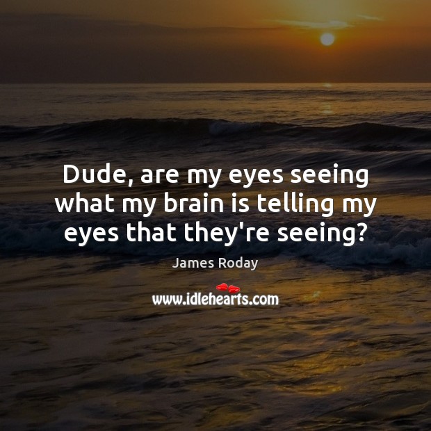 Dude, are my eyes seeing what my brain is telling my eyes that they’re seeing? James Roday Picture Quote