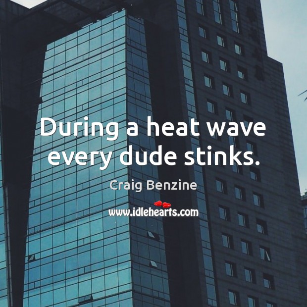 During a heat wave every dude stinks. Craig Benzine Picture Quote