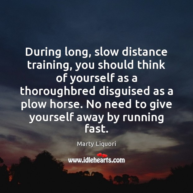 During long, slow distance training, you should think of yourself as a Marty Liquori Picture Quote
