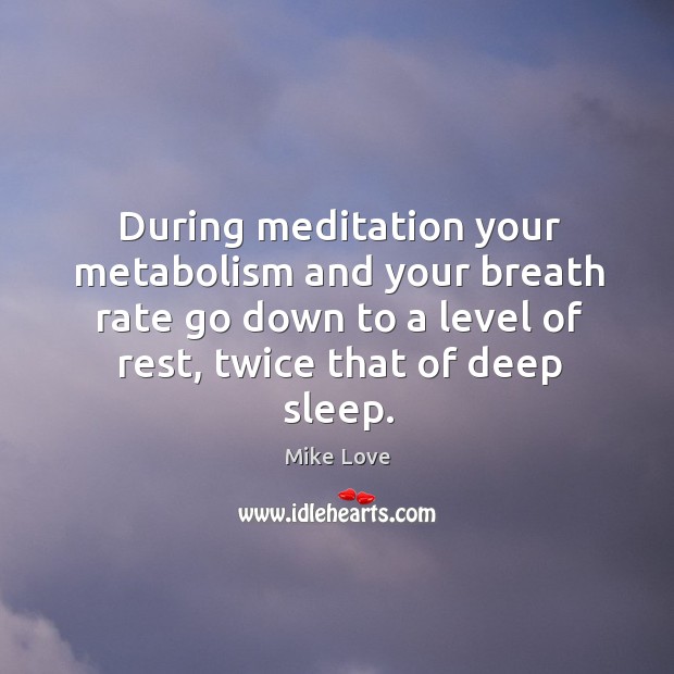 During meditation your metabolism and your breath rate go down to a level Mike Love Picture Quote