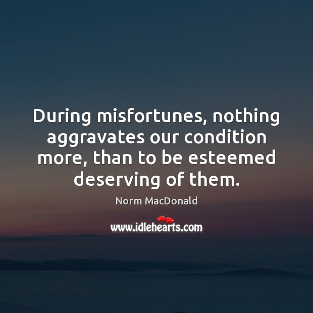 During misfortunes, nothing aggravates our condition more, than to be esteemed deserving Image