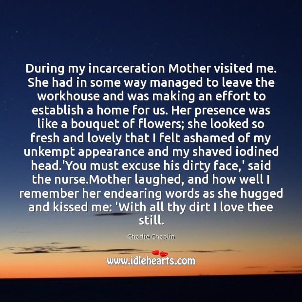 During my incarceration Mother visited me. She had in some way managed Image