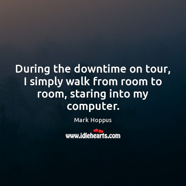 During the downtime on tour, I simply walk from room to room, staring into my computer. Mark Hoppus Picture Quote