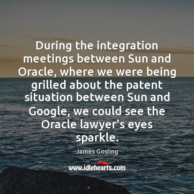 During the integration meetings between Sun and Oracle, where we were being James Gosling Picture Quote