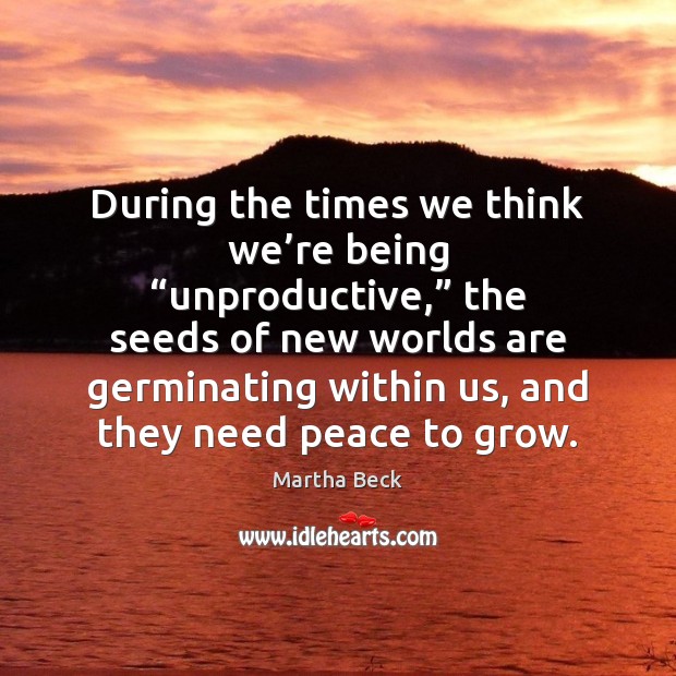 During the times we think we’re being “unproductive,” the seeds of Martha Beck Picture Quote