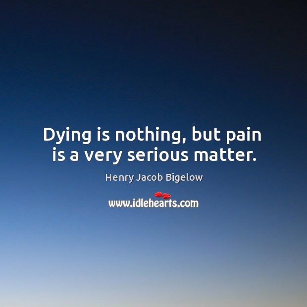 Dying is nothing, but pain  is a very serious matter. Henry Jacob Bigelow Picture Quote