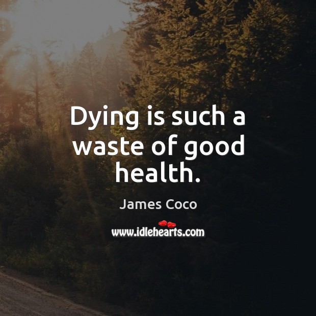 Dying is such a waste of good health. Image
