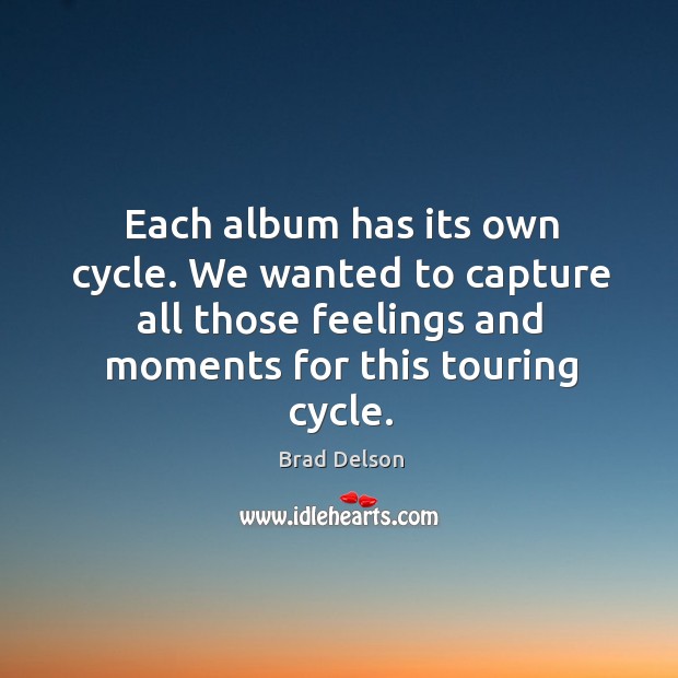 Each album has its own cycle. We wanted to capture all those feelings and moments for this touring cycle. Brad Delson Picture Quote