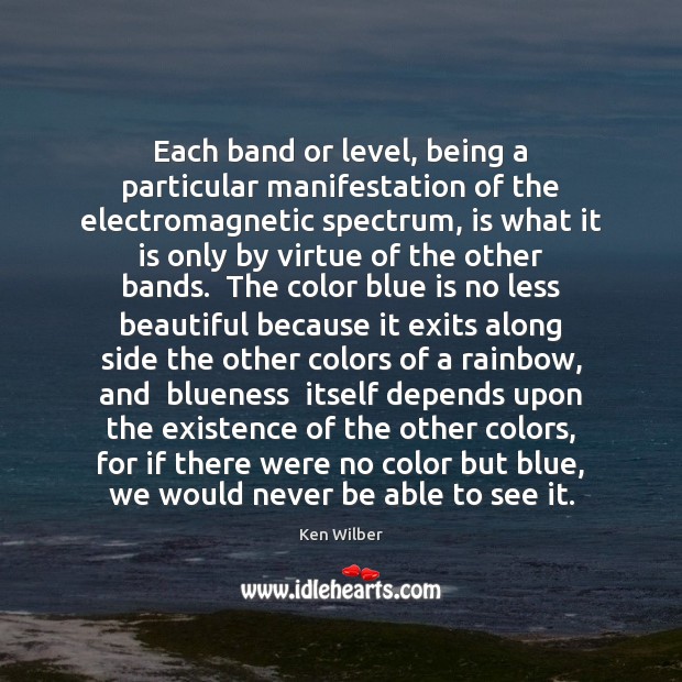Each band or level, being a particular manifestation of the electromagnetic spectrum, Ken Wilber Picture Quote