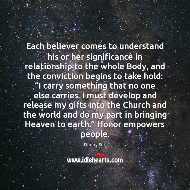 Each believer comes to understand his or her significance in relationship to Image