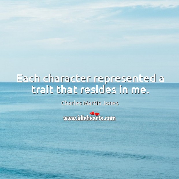 Each character represented a trait that resides in me. Charles Martin Jones Picture Quote