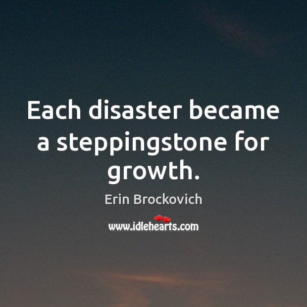 Each disaster became a steppingstone for growth. Erin Brockovich Picture Quote