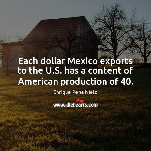 Each dollar Mexico exports to the U.S. has a content of American production of 40. Image