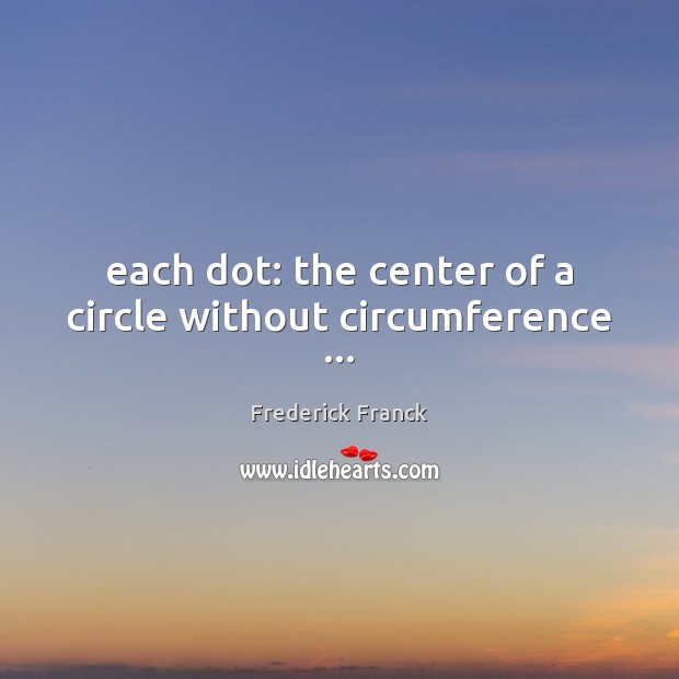Each dot: the center of a circle without circumference … Frederick Franck Picture Quote