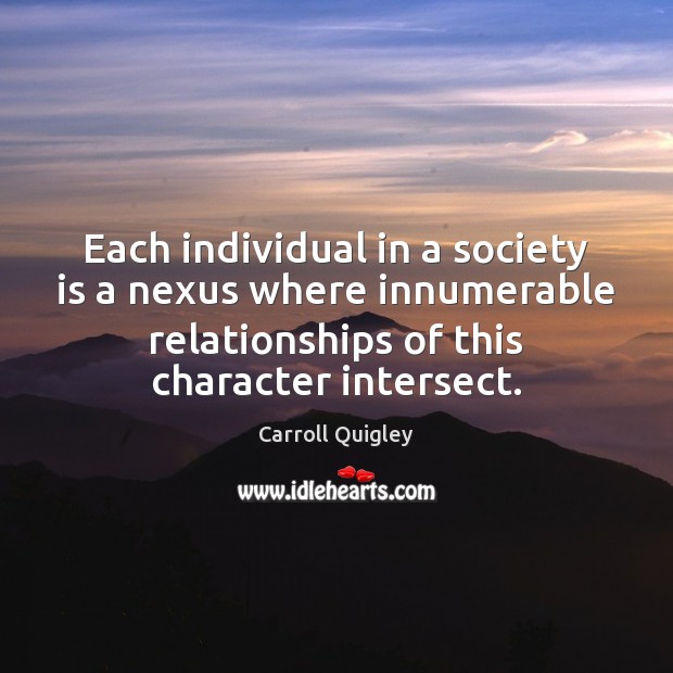 Each individual in a society is a nexus where innumerable relationships of Society Quotes Image