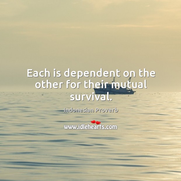 Each is dependent on the other for their mutual survival. Indonesian Proverbs Image