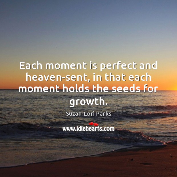 Each moment is perfect and heaven-sent, in that each moment holds the seeds for growth. Growth Quotes Image