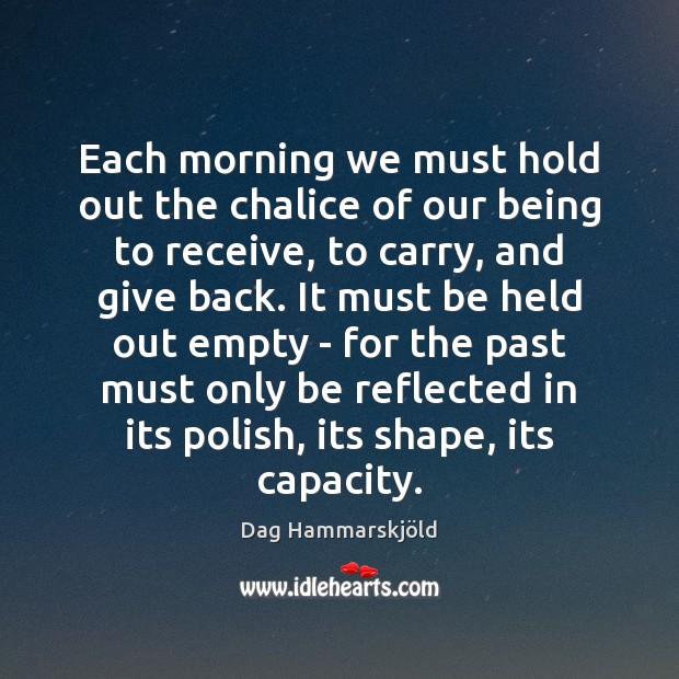 Each morning we must hold out the chalice of our being to Image