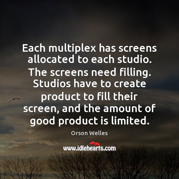 Each multiplex has screens allocated to each studio. The screens need filling. 