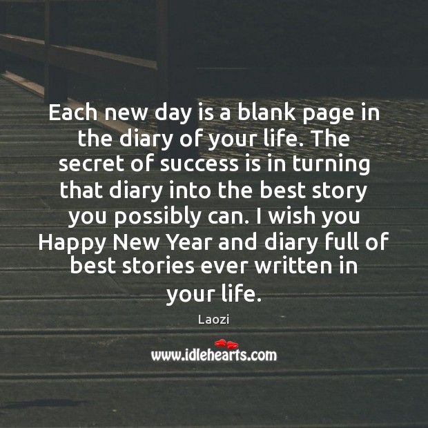 Each new day is a blank page in the diary of your Laozi Picture Quote