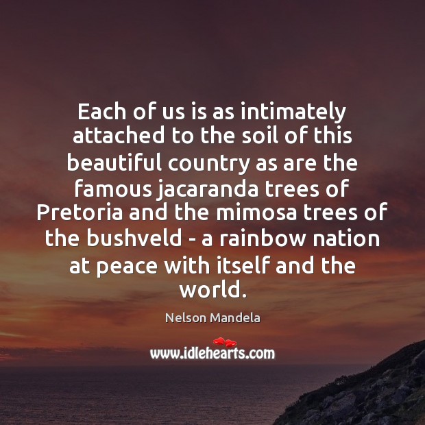 Each of us is as intimately attached to the soil of this Nelson Mandela Picture Quote