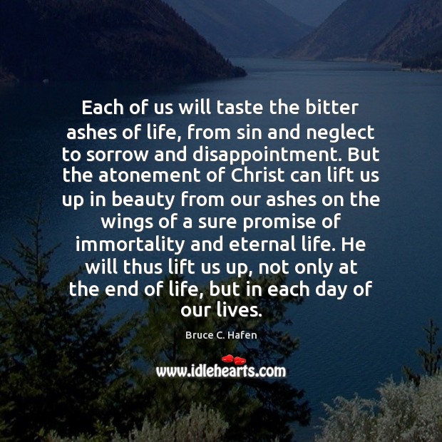 Each of us will taste the bitter ashes of life, from sin Bruce C. Hafen Picture Quote