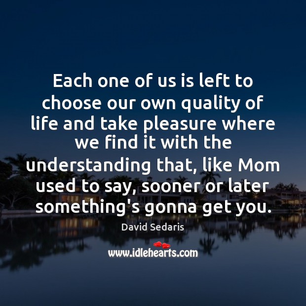 Each one of us is left to choose our own quality of David Sedaris Picture Quote