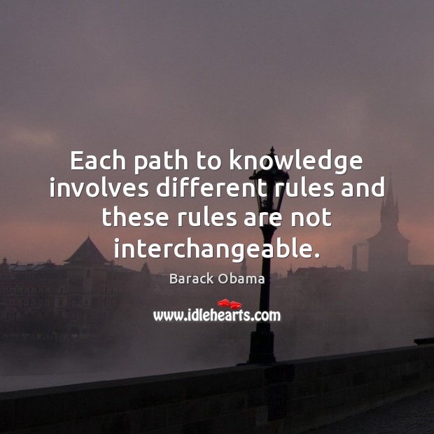 Each path to knowledge involves different rules and these rules are not interchangeable. 