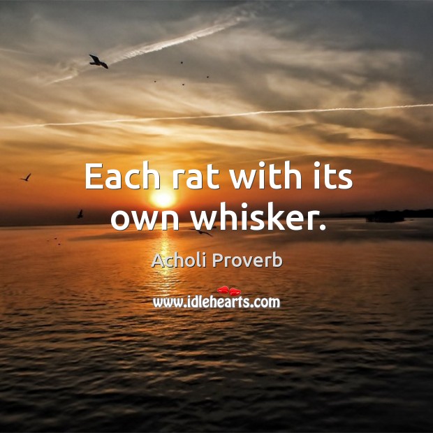 Each rat with its own whisker. Acholi Proverbs Image