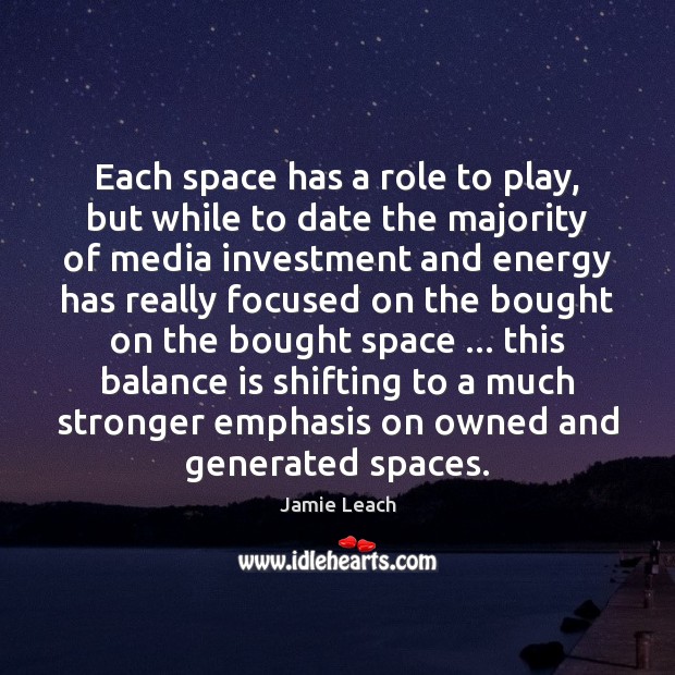 Each space has a role to play, but while to date the Image
