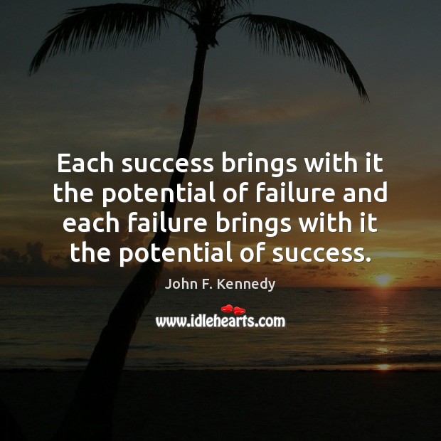 Each success brings with it the potential of failure and each failure Image