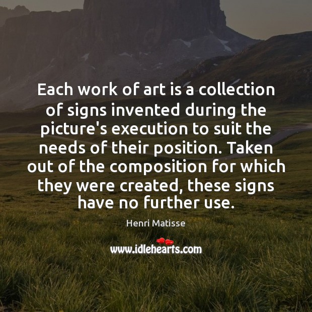 Each work of art is a collection of signs invented during the Image
