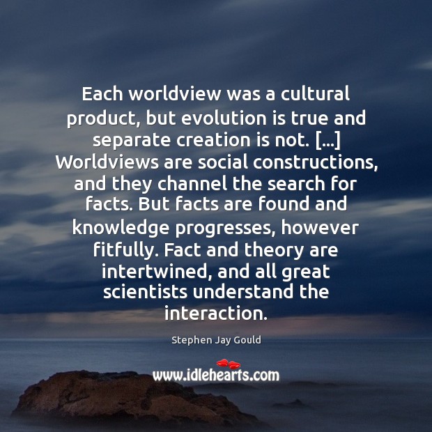 Each worldview was a cultural product, but evolution is true and separate Stephen Jay Gould Picture Quote