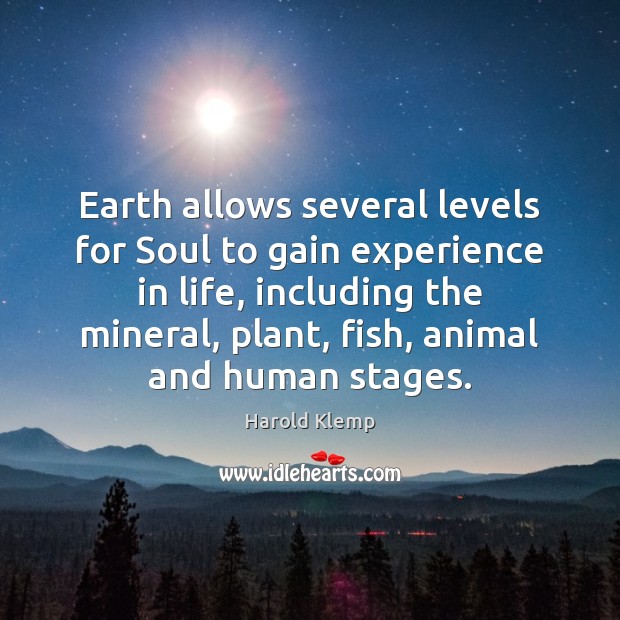 Earth allows several levels for Soul to gain experience in life, including 