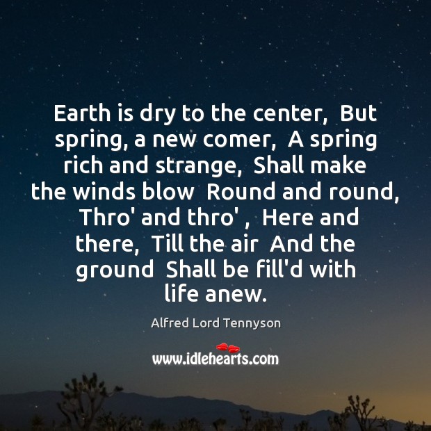 Earth is dry to the center,  But spring, a new comer,  A Image