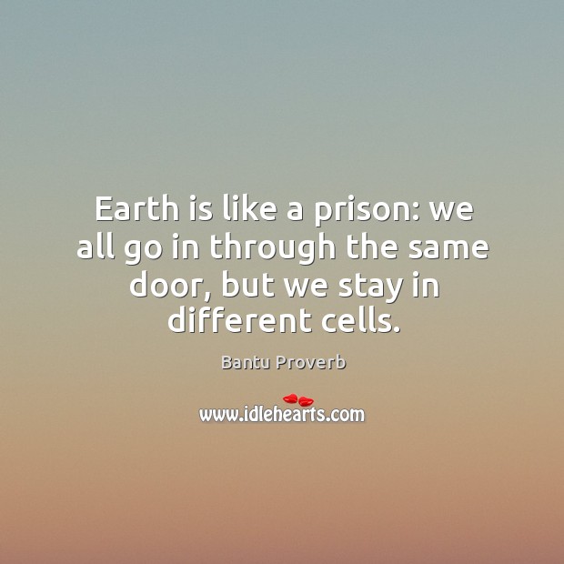 Earth is like a prison: we all go in through the same door Bantu Proverbs Image