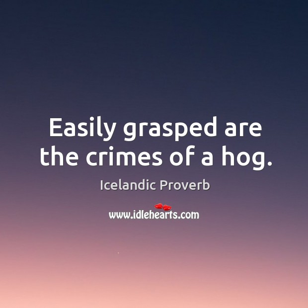 Easily grasped are the crimes of a hog. Icelandic Proverbs Image
