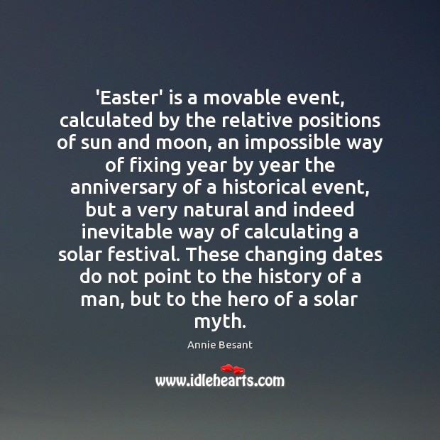 ‘Easter’ is a movable event, calculated by the relative positions of sun Image