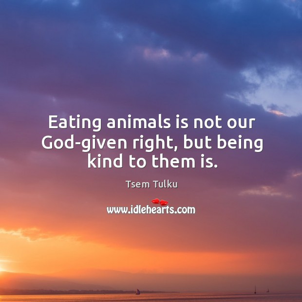 Eating animals is not our God-given right, but being kind to them is. Tsem Tulku Picture Quote