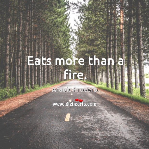 Eats more than a fire. Arabic Proverbs Image