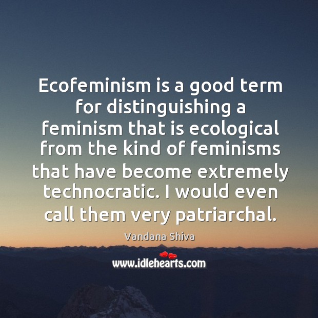 Ecofeminism is a good term for distinguishing a feminism that is ecological Vandana Shiva Picture Quote